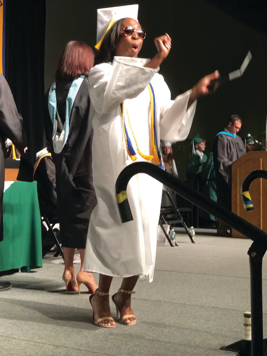OH, YEAH, I GRADUATED: Showing off her moves, this graduate knows she has a great future ahead.